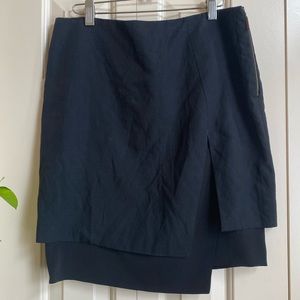 Brunello Cucinelli black wool blend & silk blend layered skirt 6